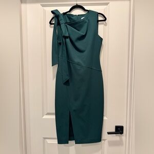 Calvin Klein Teal Midi Dress with Bow Accent
